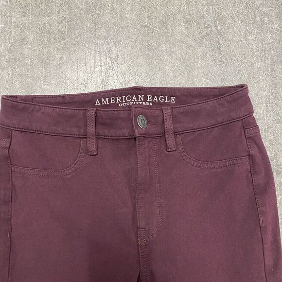 Maroon American Eagle Super Stretch Skinny Jeggings Sz 6 - Picture 2 of 5